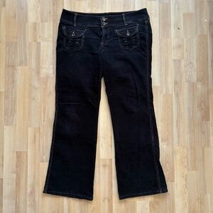 y2k black corduroy stretchy low waist jeans